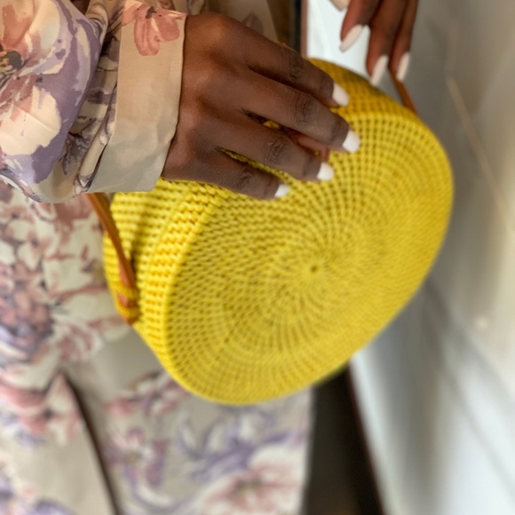 Yellow Rattan Shoulder Bag - Picture 2 of 5